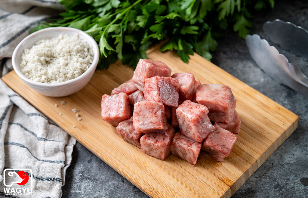 Takamori Drunken Wagyu A5 Wagyu Beef Steak Cubes-Premium Loin (2